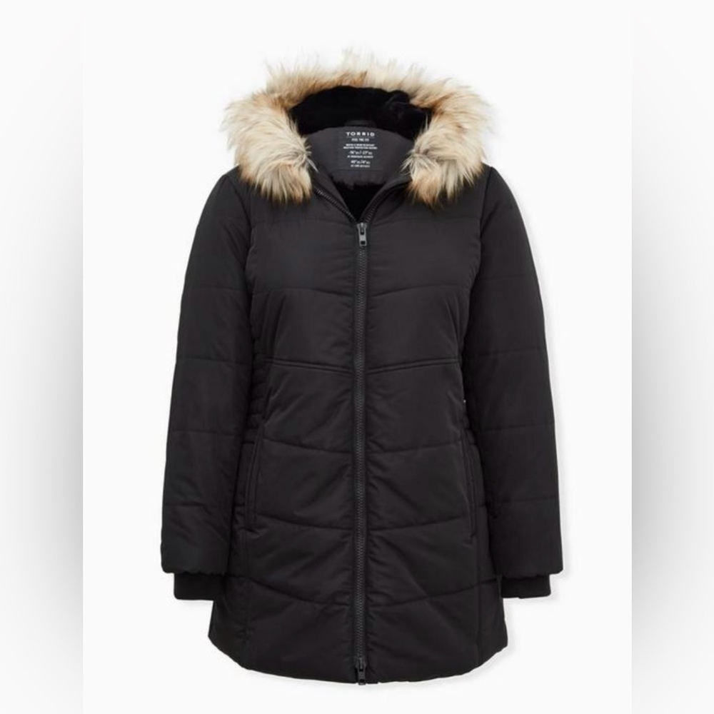 Nylon Fur Trim Fit and Flare Plus Size Torrid Puffer